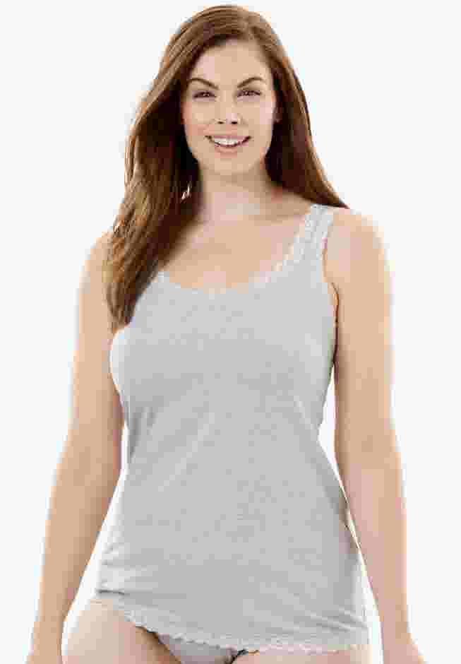 Lace-Trimmed Stretch Cotton Camisole  image number 0