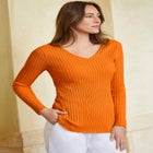 V-Neck Ribbed Sweater image number null