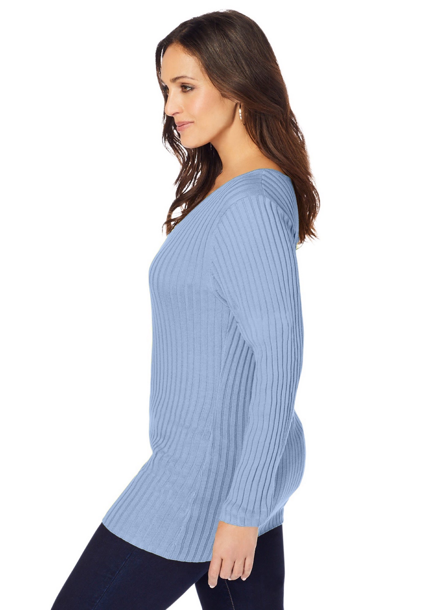 V-Neck Ribbed Sweater image number 2