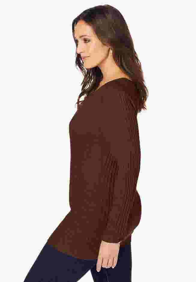 V-Neck Ribbed Sweater image number 2
