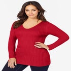 V-Neck Ribbed Sweater image number null