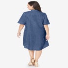 Cuff Sleeve Denim Shirtdress image number null