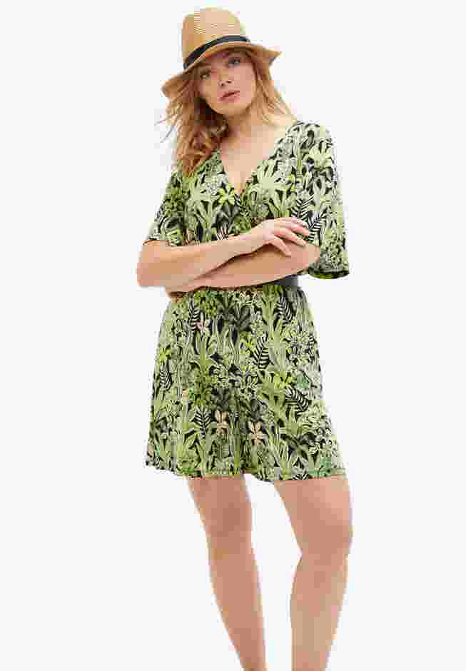 Flutter Sleeve Surplice Romper image number 2