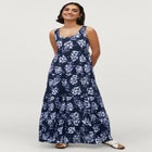 Stretch Knit Scoop Neck Sleeveless Tiered Maxi Dress image number null