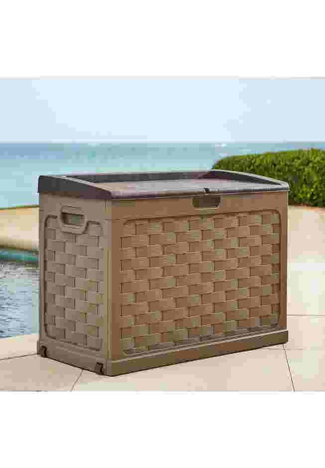88-Gallon Basketweave Deck Storage Bench image number 0