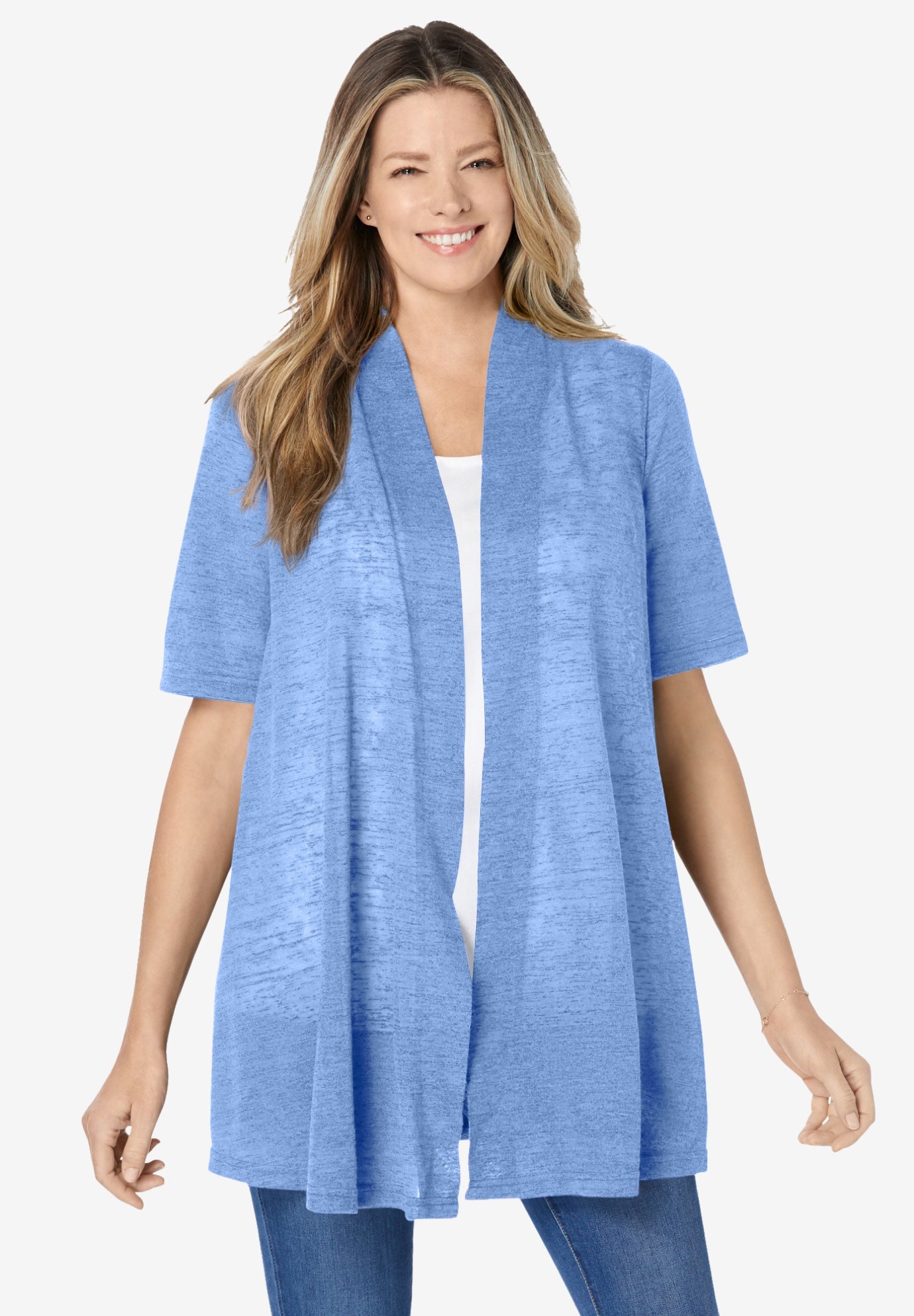 Lightweight Open Front Cardigan Sweater image number 3