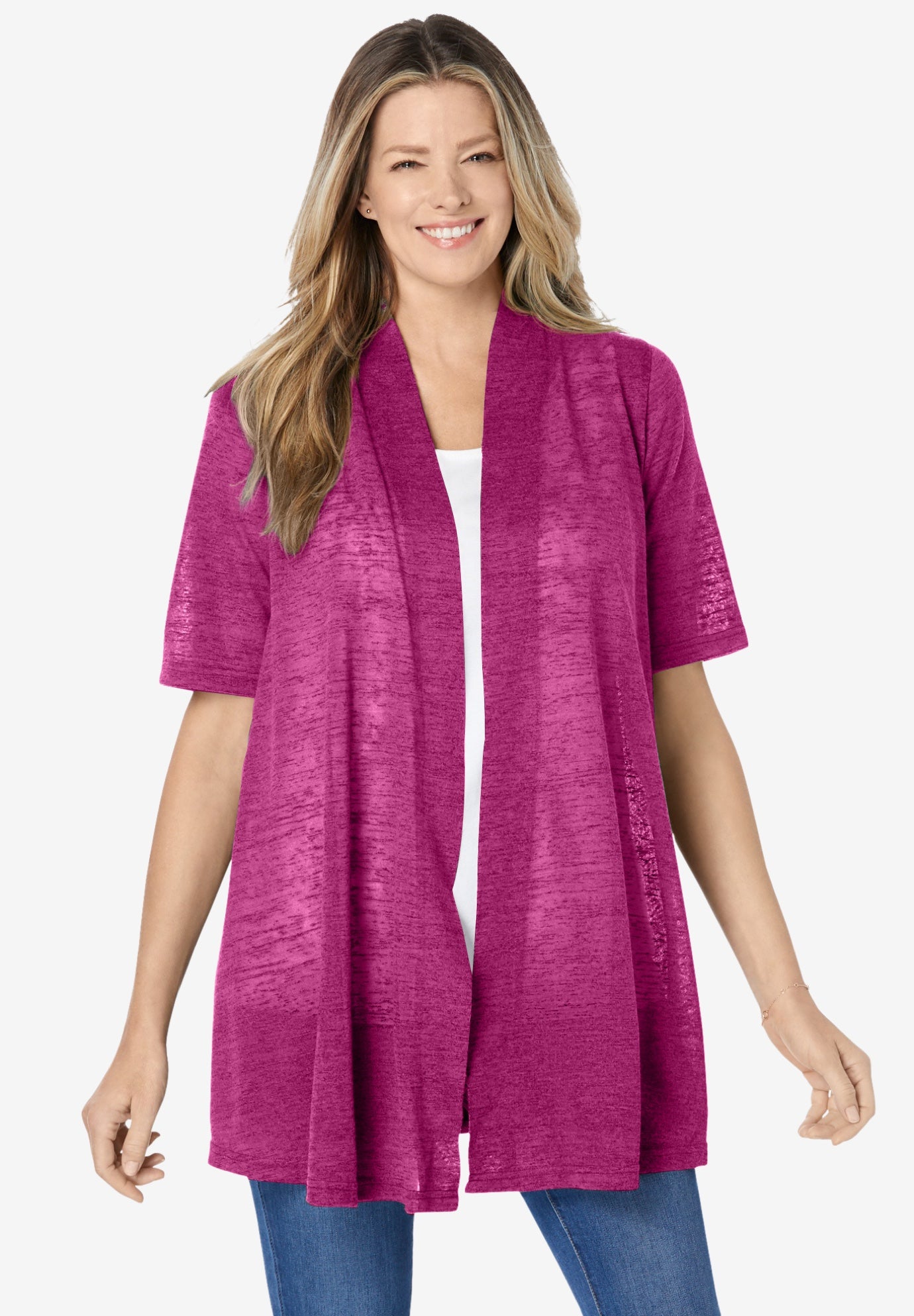 Lightweight Open Front Cardigan Sweater image number 3