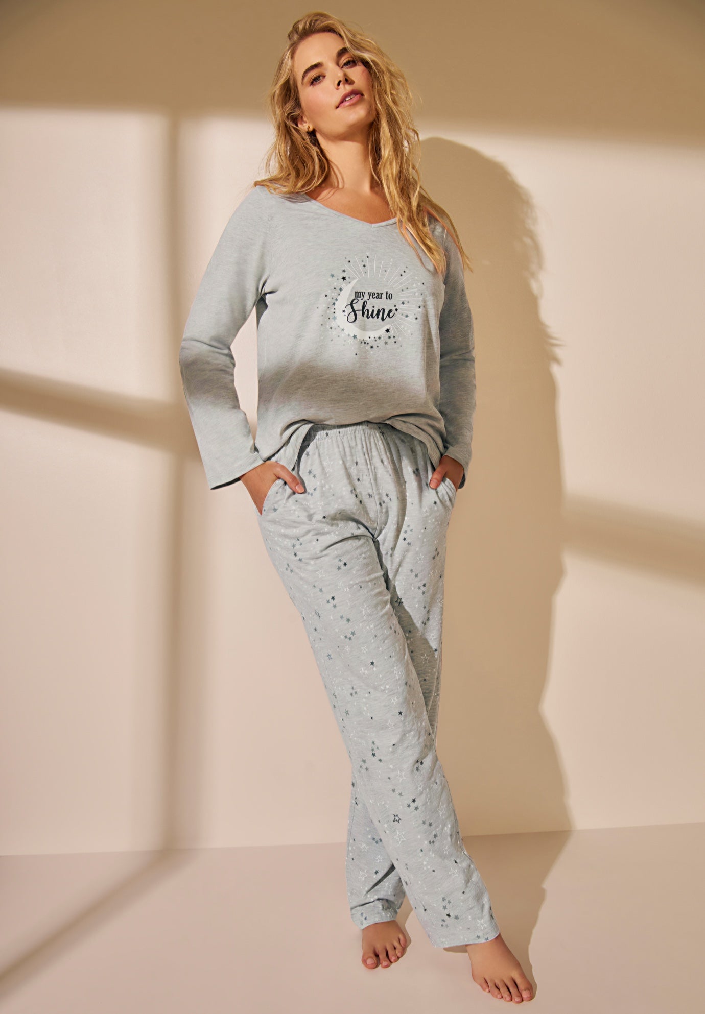 Avenue Body Three-Quarter Sleeve Pajama Set image number 0