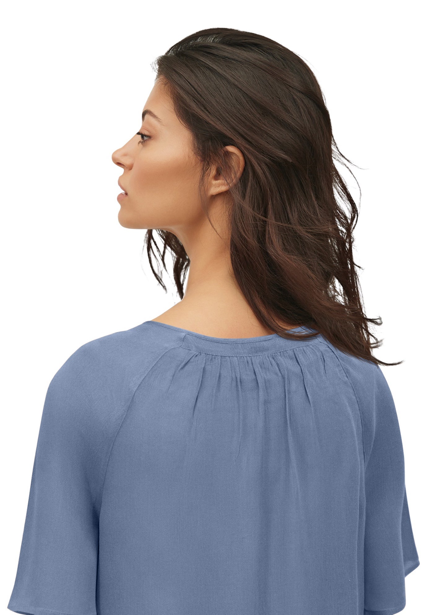 V-Neck Crinkle Tie-Front Elbow-Sleeve Blouse image number 2