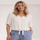 Crinkle Tie-Front Blouse image number null