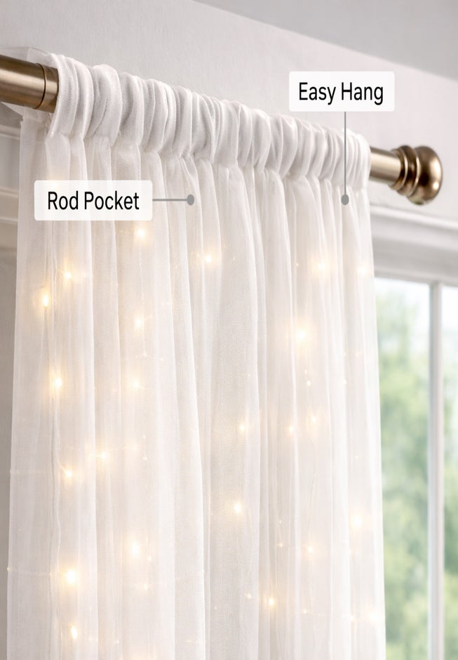 Pre-Lit Rod-Pocket Curtain Panel image number 3
