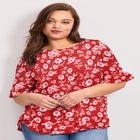 Crew Ruffle Hem Top image number 0