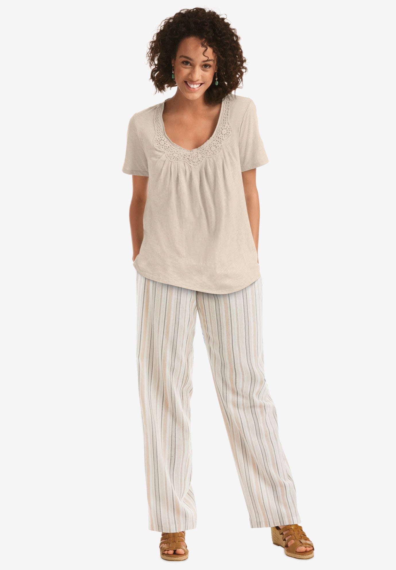 Straight Leg Linen Pant image number 4