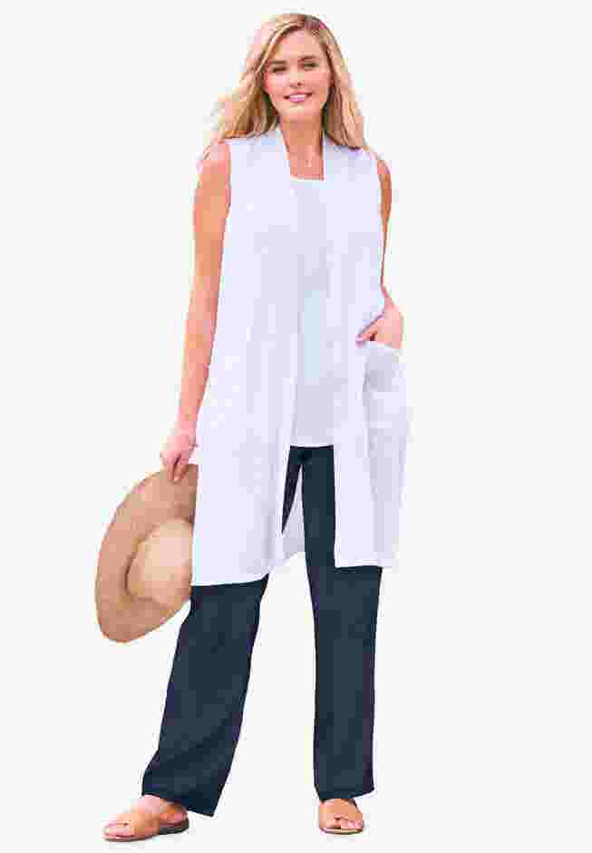 Straight Leg Linen Pant image number 5