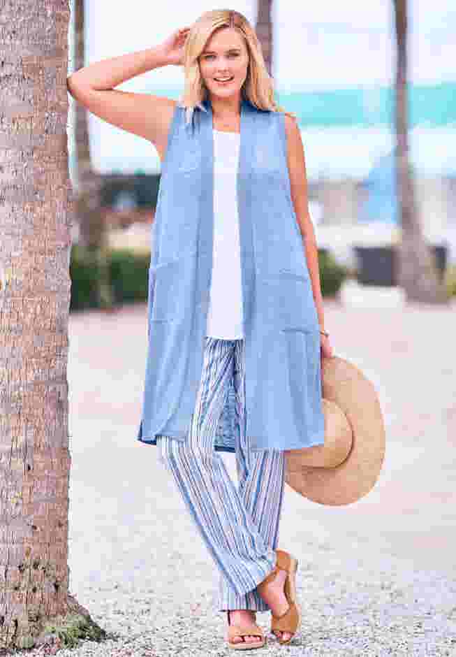 Straight Leg Linen Pant image number 7