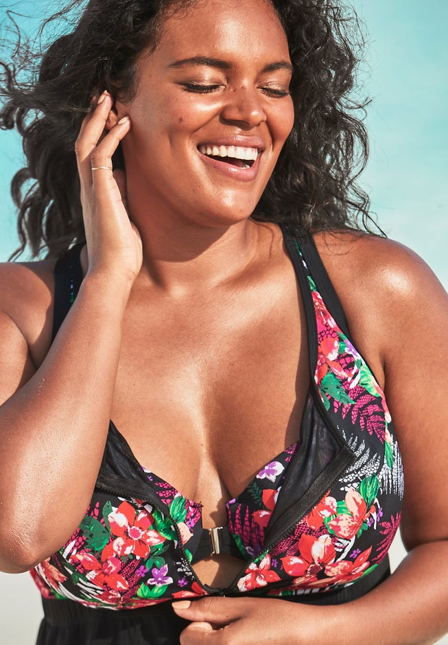 Zip-Front Tankini Top  image number 2