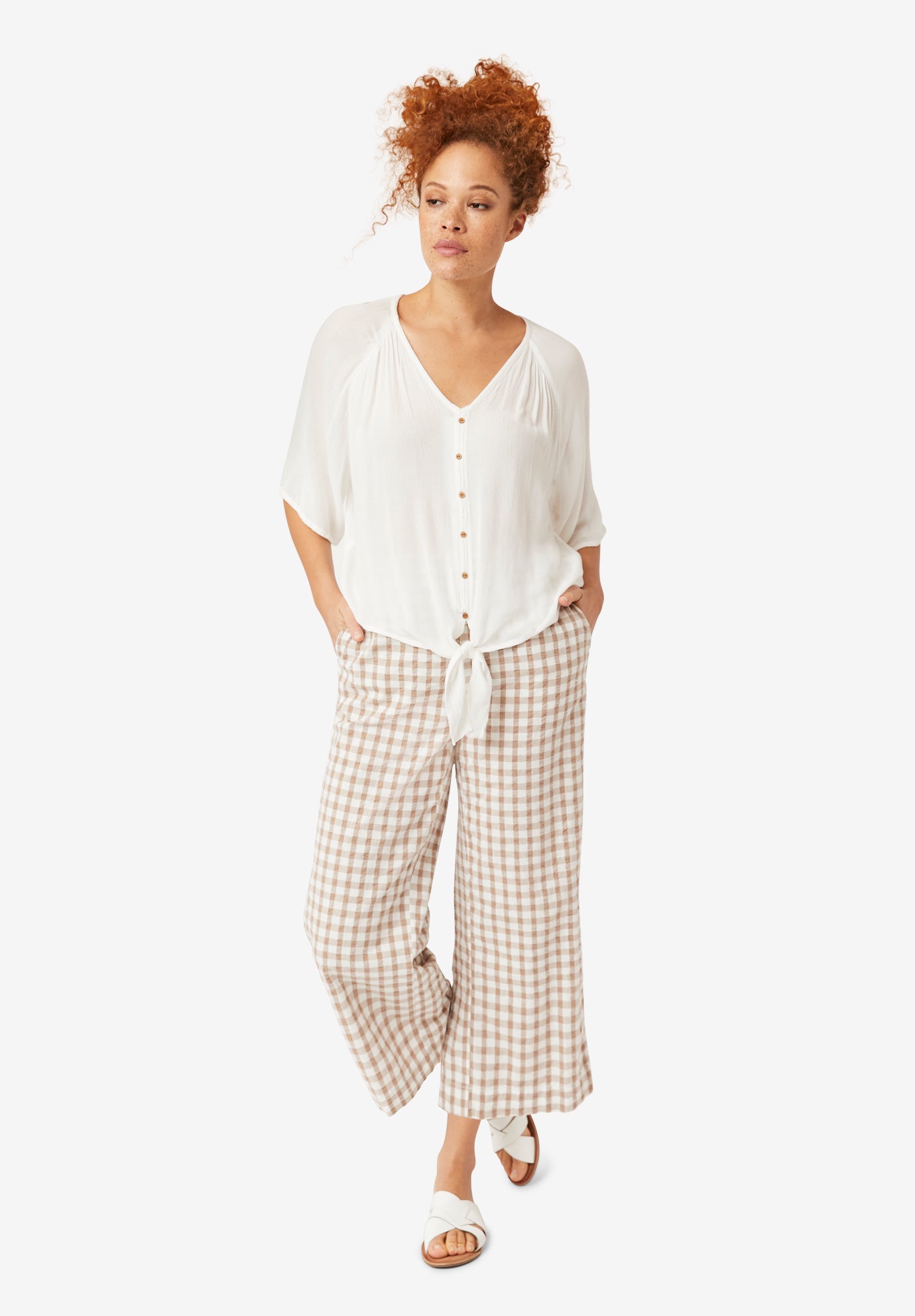Gingham Crop Pants image number 2