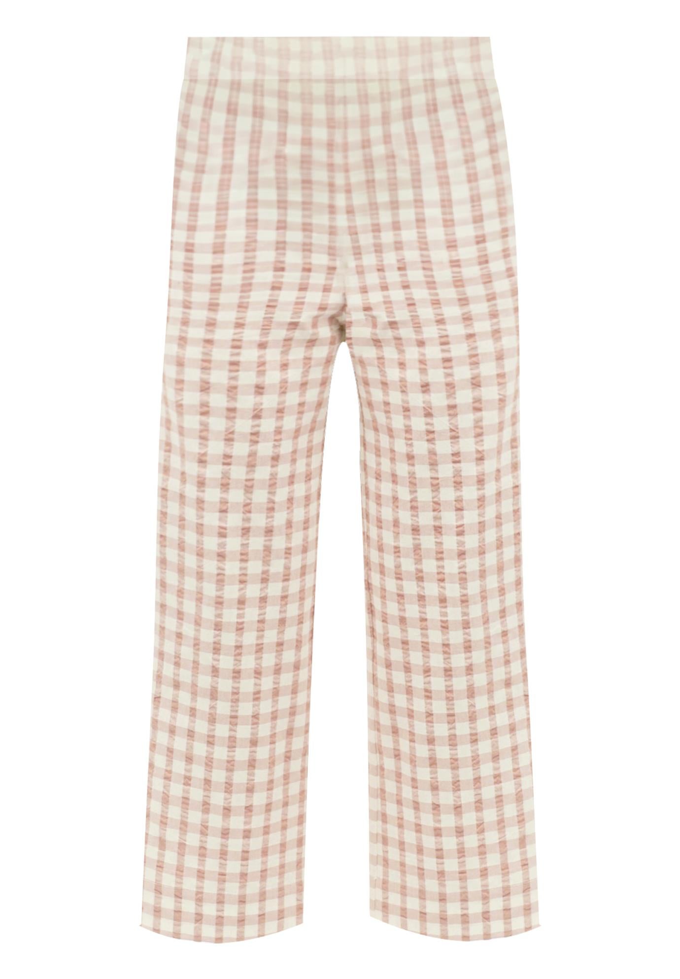 Gingham Back Elastic Wide Leg Crop Pants image number 1