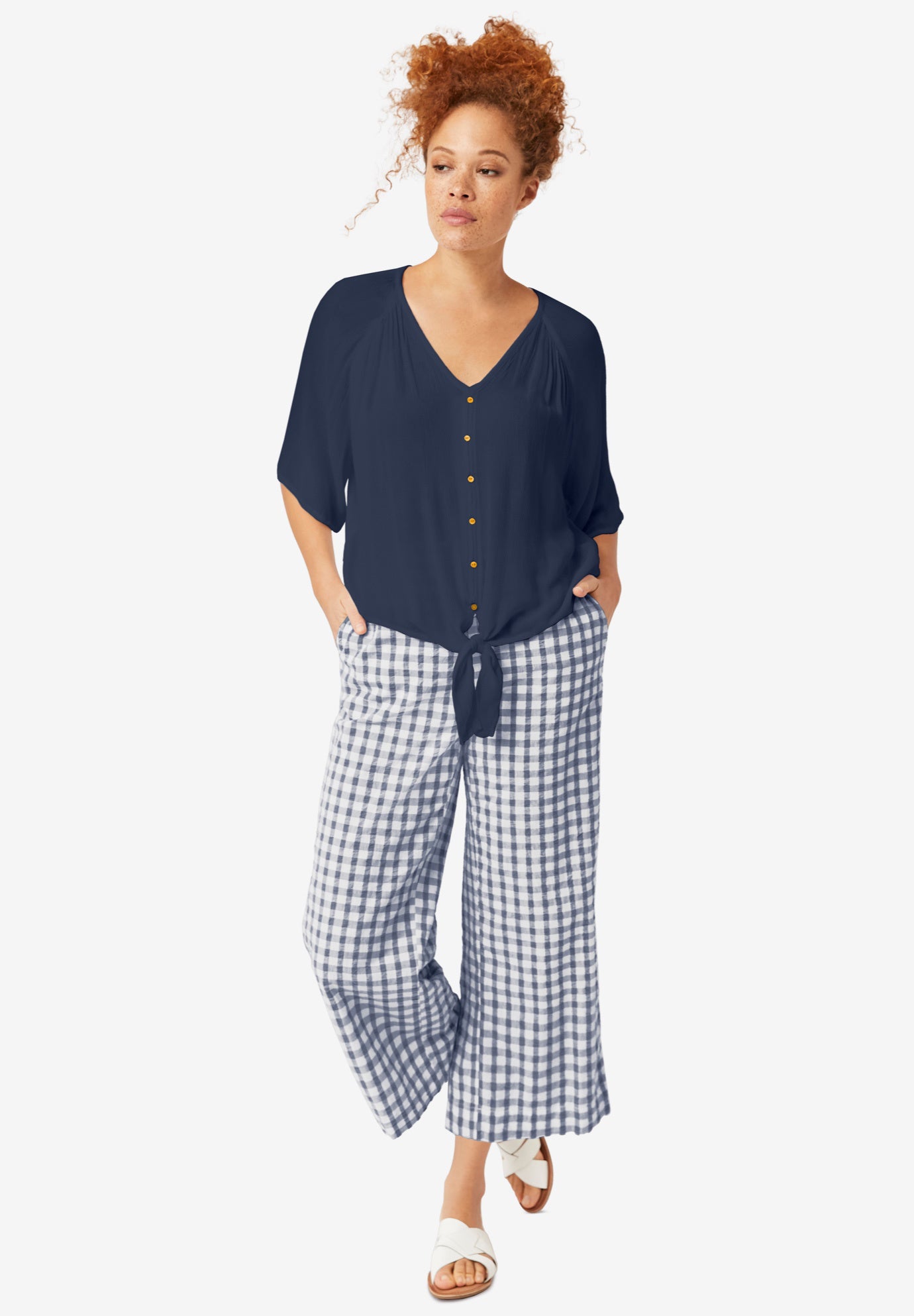 Gingham Crop Pants image number 0