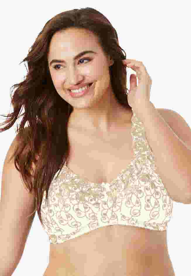 Embroidered Wireless Back-Close Bra  image number 0