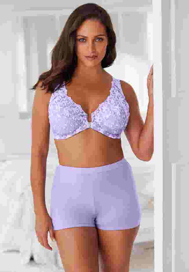 Embroidered Front-Close Underwire Bra image number 2