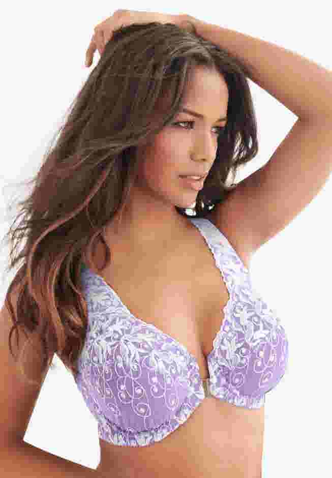 Embroidered Front-Close Underwire Bra image number 0