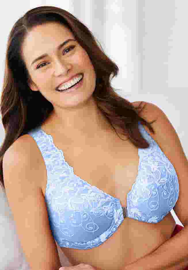 Embroidered Front-Close Underwire Bra image number 0