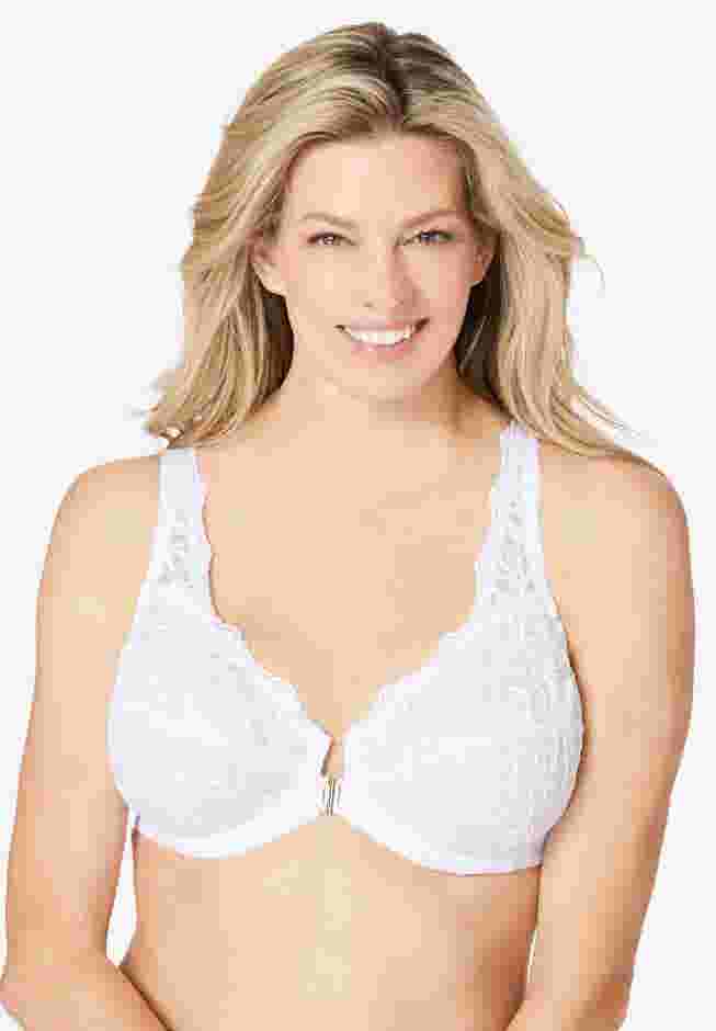 Embroidered Front-Close Underwire Bra image number 0