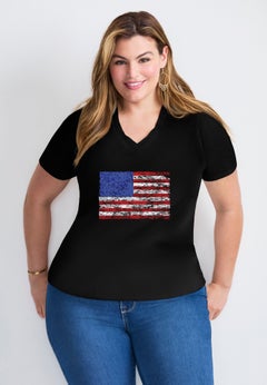 V-Neck Short Sleeve Graphic Tee