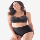 Front-Close Embroidered Wireless Posture Bra image number null