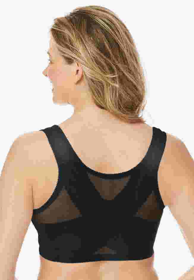 Front-Close Embroidered Wireless Posture Bra image number 1