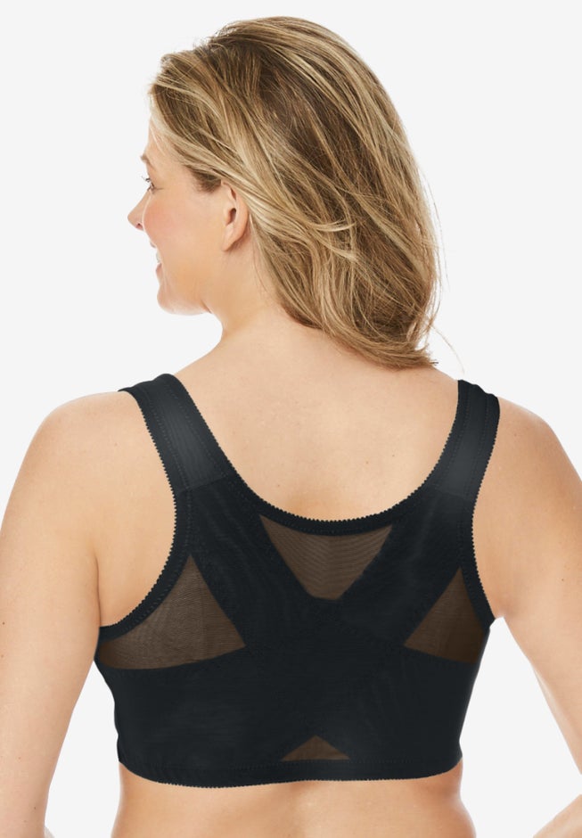 Front-Close Embroidered Wireless Posture Bra image number 1