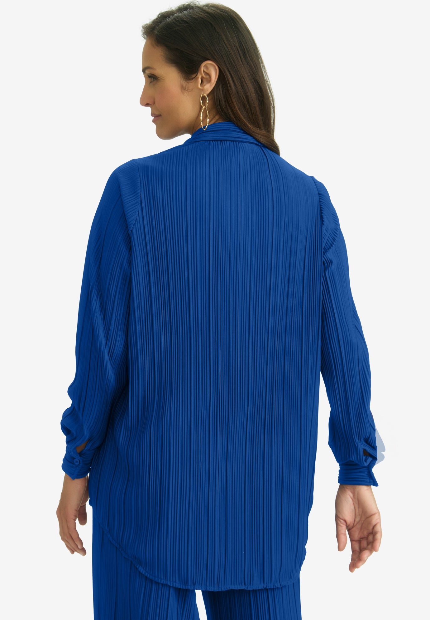 Plisse Button-Front Blouse image number 1