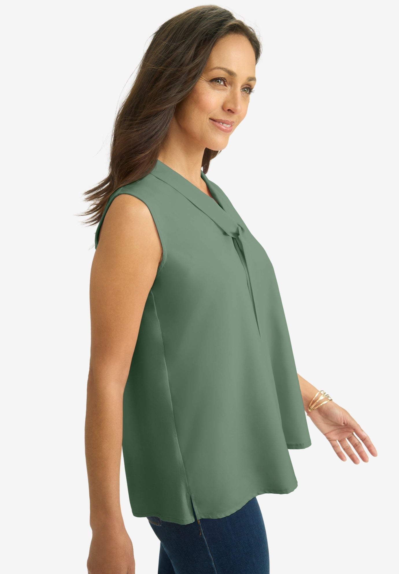 Uptown Sleeveless Tie-Neck Blouse image number 2