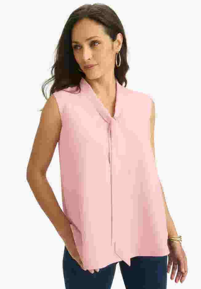 Uptown Sleeveless Tie-Neck Blouse image number 0