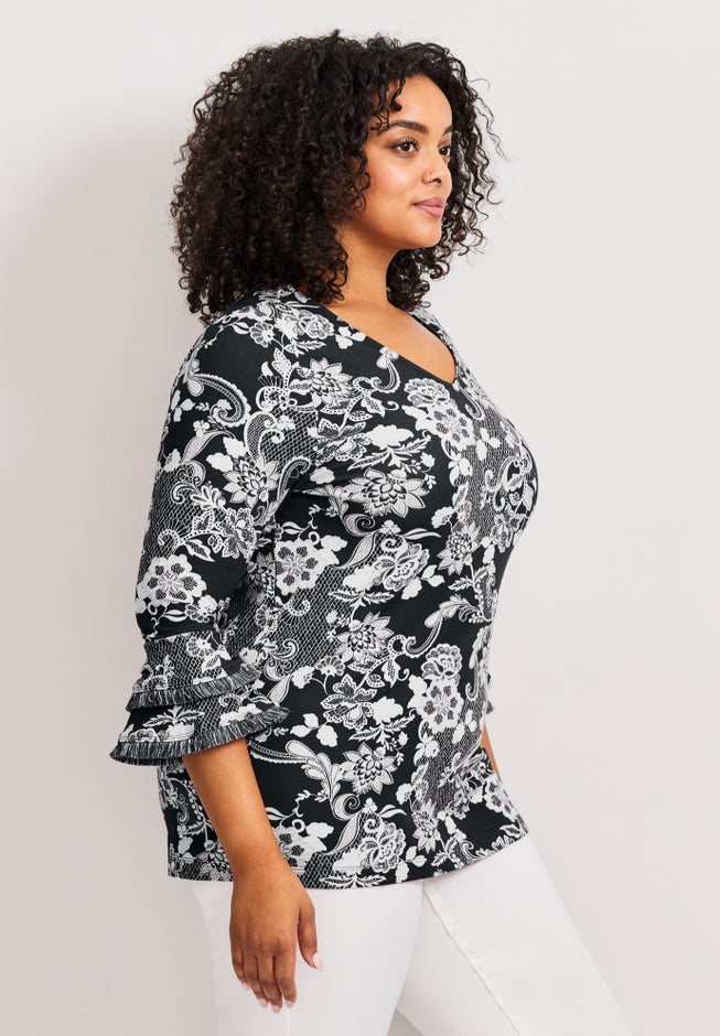 Tiered Ruffle Sleeve Top image number 2