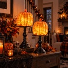 14&frac12;"H x 6"Diam Pre-Lit Mercury Glass Pumpkin on Metal Stand image number 5