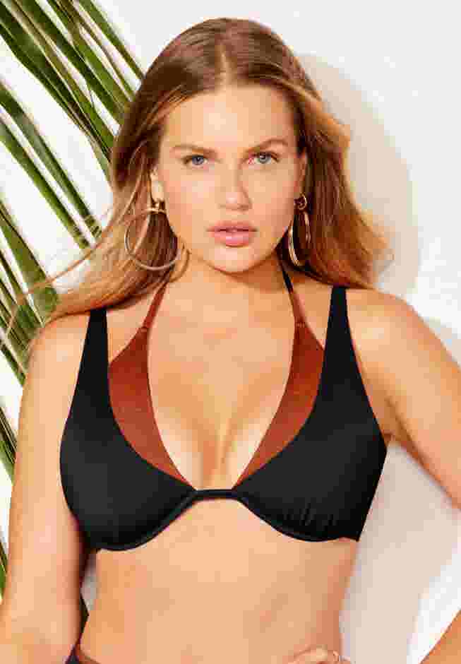 Underwire Shimmer Peekaboo Bikini Top image number 3