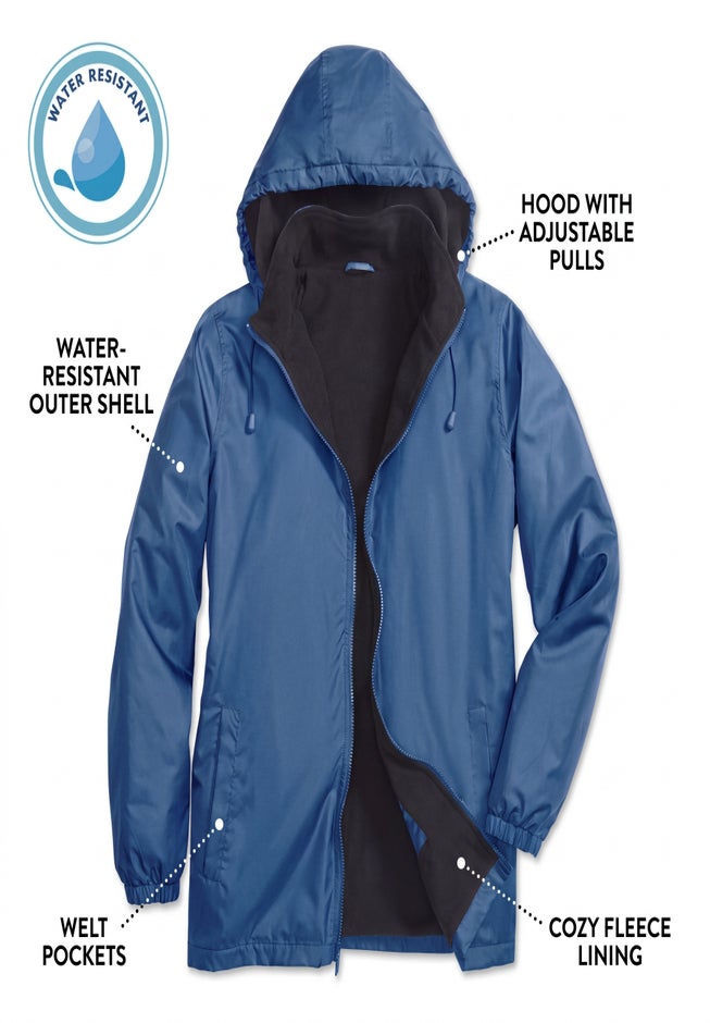 Storm Fleece-Lined Raincoat with Zip-Off Hood image number 4