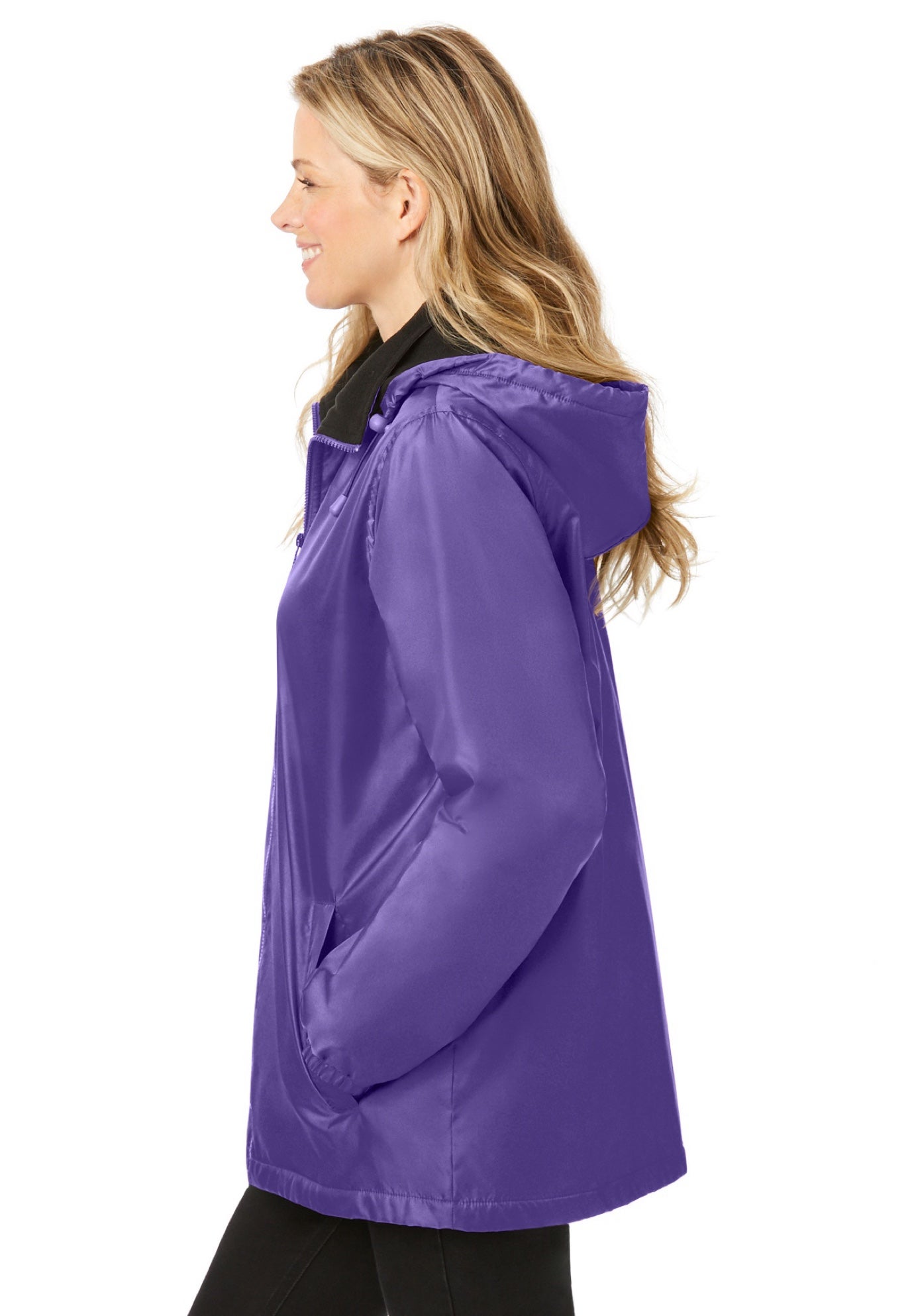 Storm Fleece-Lined Raincoat with Zip-Off Hood image number 2