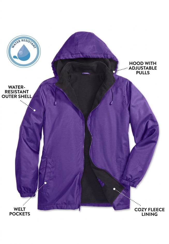 Storm Fleece-Lined Raincoat with Zip-Off Hood image number 3