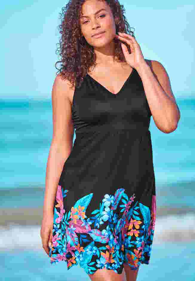 Floral Border Swim Dress image number 0