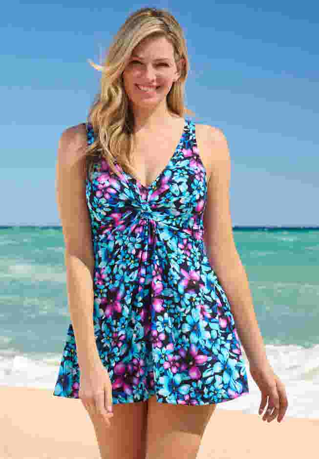 Twist-Front Swim Dress image number 0