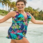 Twist-Front Swim Dress image number null