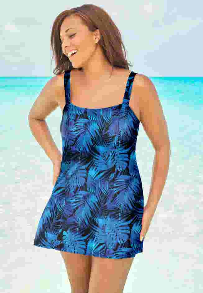 Princess-Seam Swim Dress image number 0