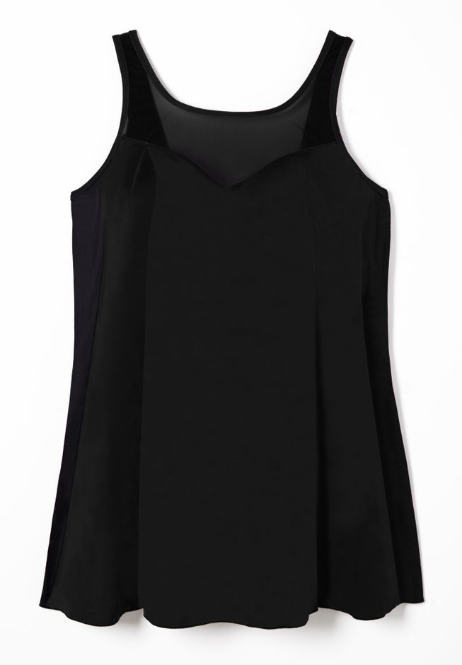 Mesh-Trim Swim Dress image number 3