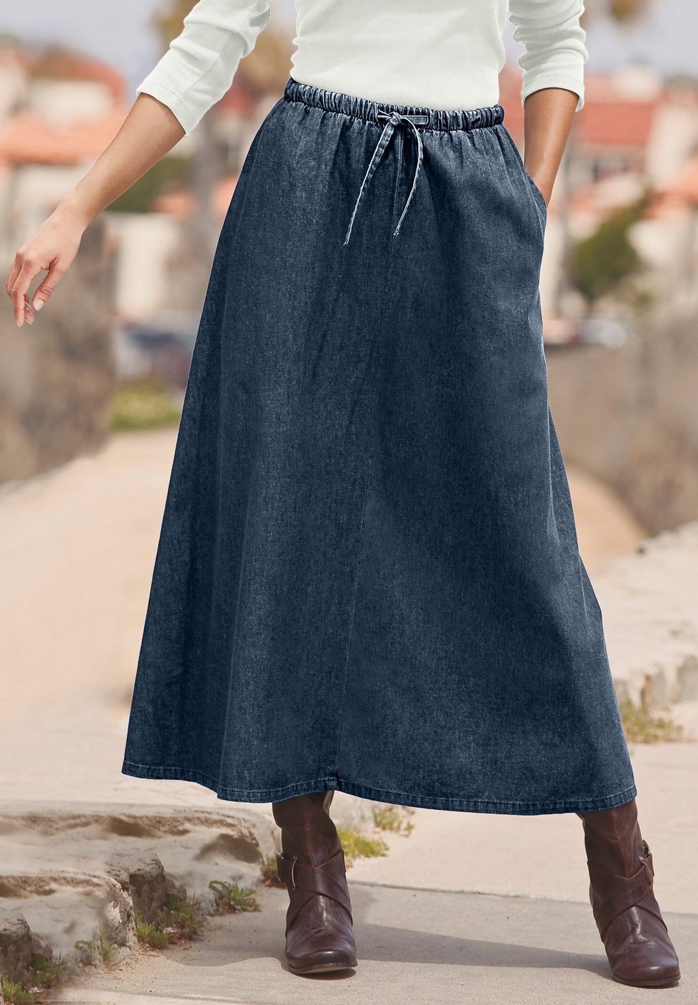 Drawstring Denim Skirt image number 0