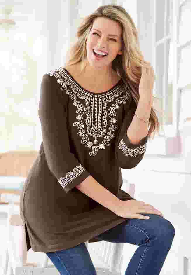 Embroidered Knit Tunic image number 6