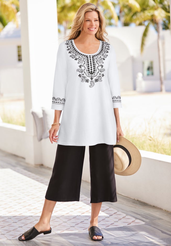 Embroidered Knit Tunic image number 0