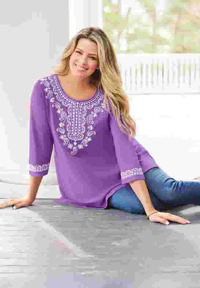 Embroidered Knit Tunic image number 0